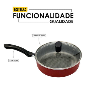 Frigideira Enjoy Reta 20cm com Tampa de Vidro