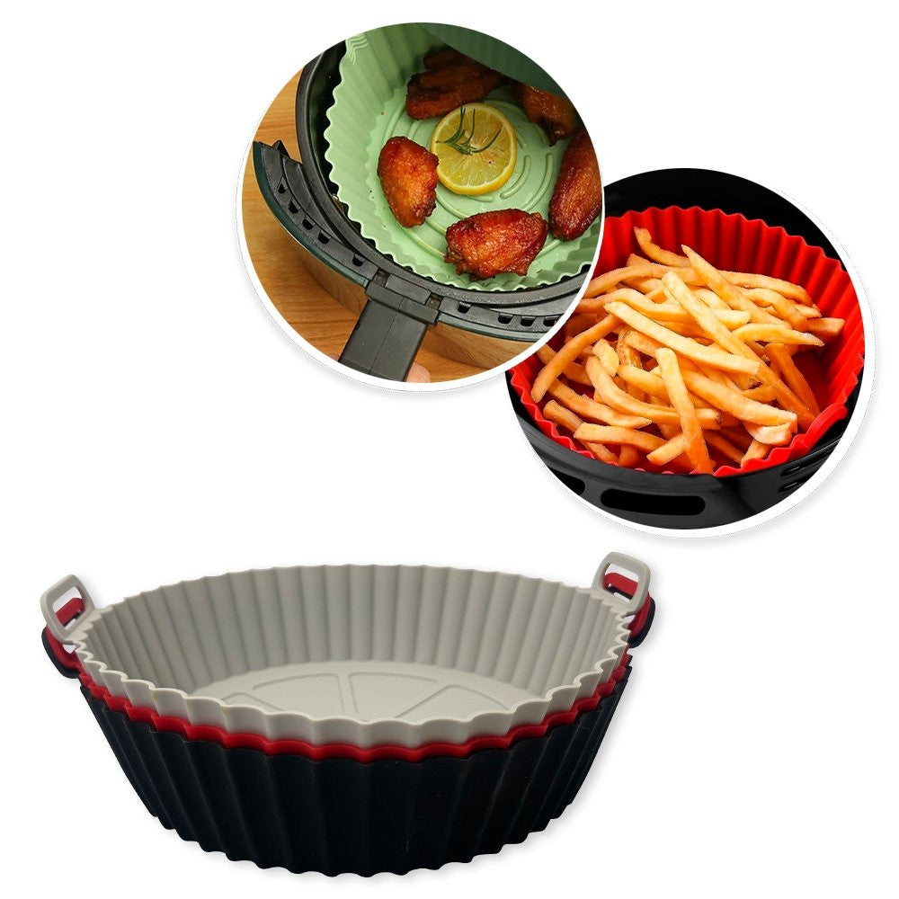 Forro Pra Fritadeira Forma Silicone Air Fryer Micro-ondas Com Alça